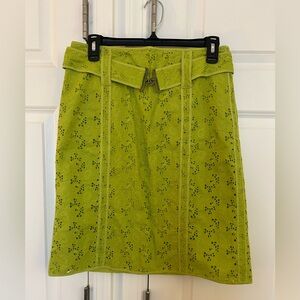 Chartreuse Floral Eyelet Skirt